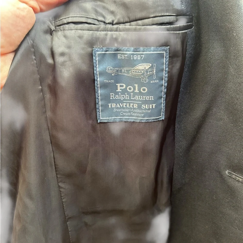 Polo Ralph Lauren Traveler Suit‎ Jacket Black Wool Size 40R